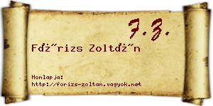 Fórizs Zoltán névjegykártya