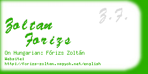 zoltan forizs business card