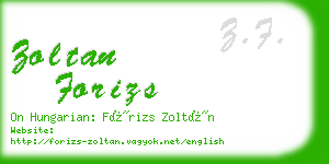 zoltan forizs business card